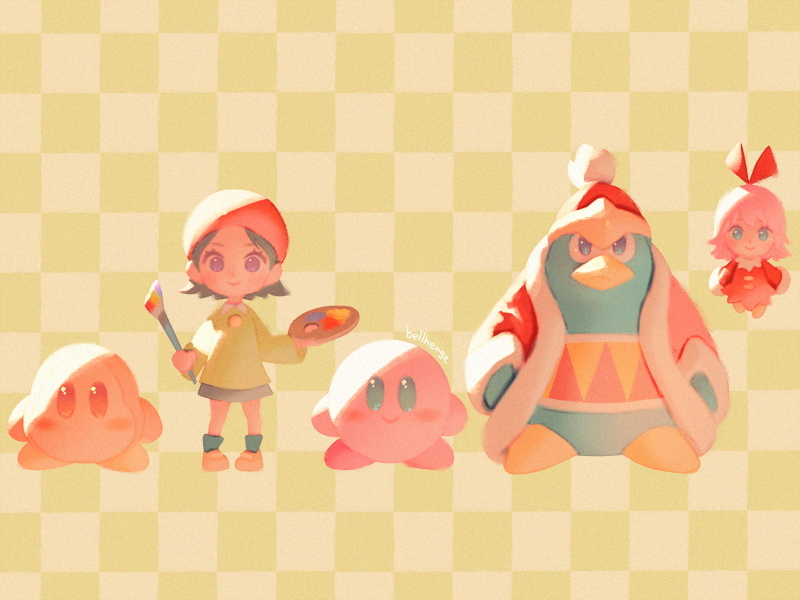 kirby, waddle dee, king dedede, adeleine, and ribbon (kirby and 1 more) drawn by bellhenge