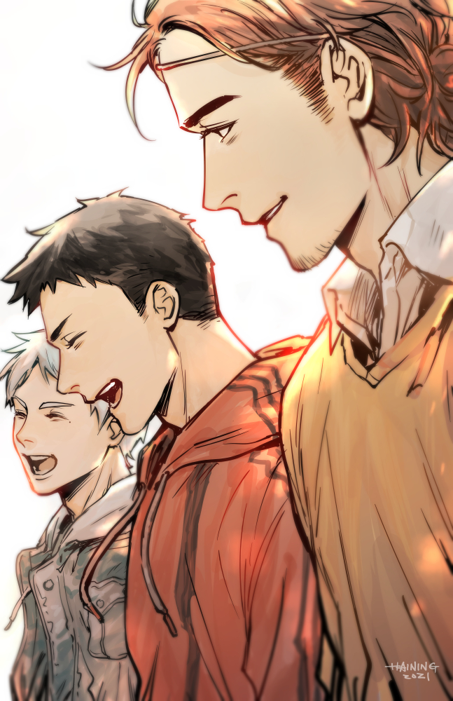 sawamura daichi, sugawara koushi, and azumane asahi (haikyuu!!) drawn by haining