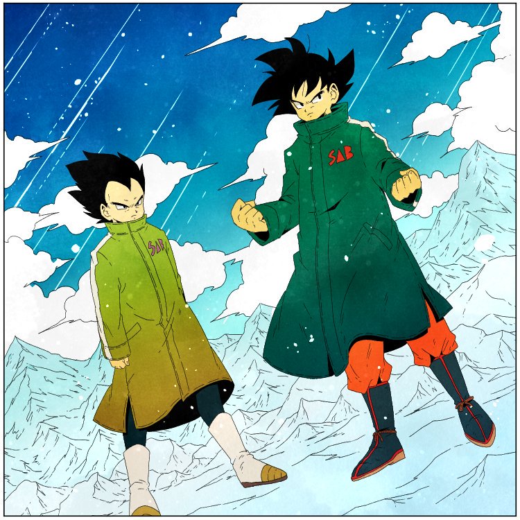 son goku and vegeta (dragon ball and 2 more) drawn by toritoki_(trig_tkdb)