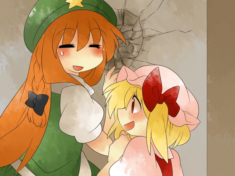 flandre scarlet and hong meiling (touhou) drawn by hammer_(sunset_beach)