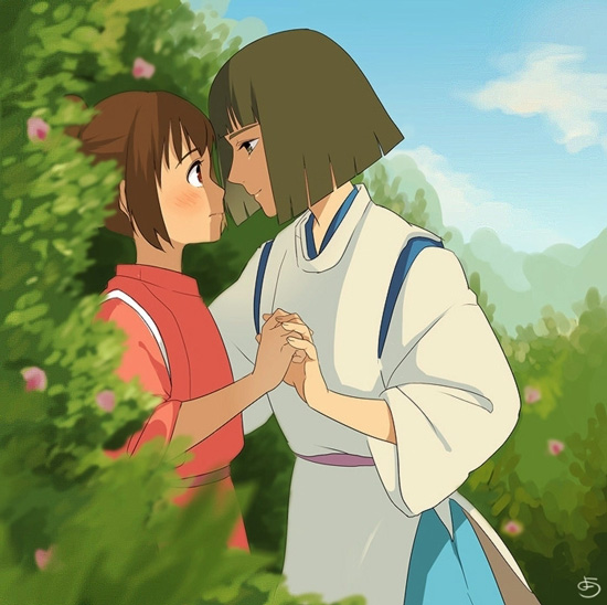 ogino chihiro and haku (sen to chihiro no kamikakushi) drawn by yokotn