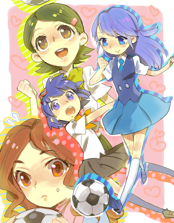 otonashi haruna, raimon natsumi, kudou fuyuka, and kino aki (inazuma eleven) drawn by 3_(pixiv_2379872)