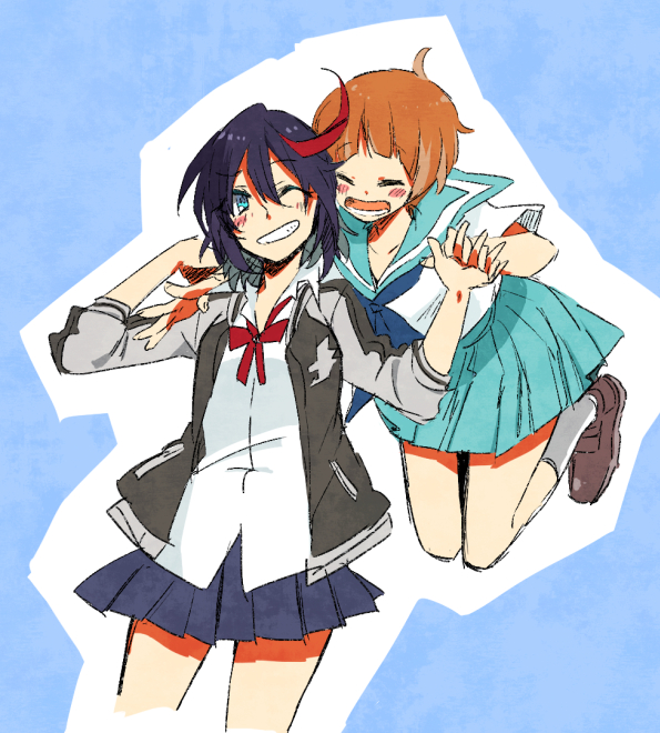 matoi ryuuko and mankanshoku mako (kill la kill) drawn by gaa_(butsugen)