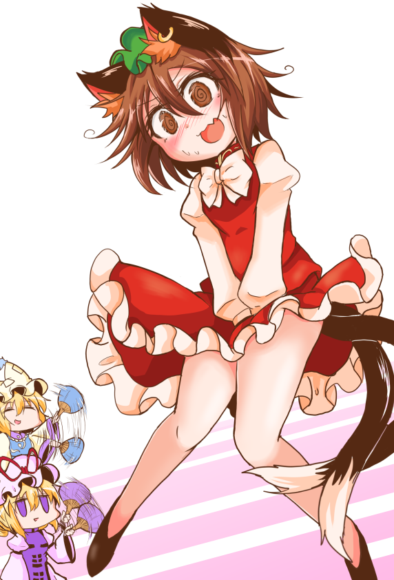 yakumo yukari, yakumo ran, and chen (touhou) drawn by shiromamekei