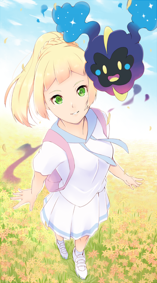 lillie and cosmog (pokemon and 1 more) drawn by egooo