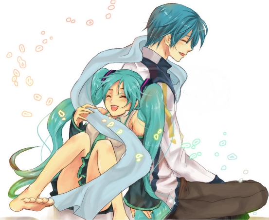 hatsune miku and kaito (vocaloid) drawn by uni_(gumin)