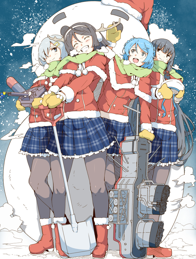 hamakaze, urakaze, isokaze, and tanikaze (kantai collection) drawn by ninimo_nimo