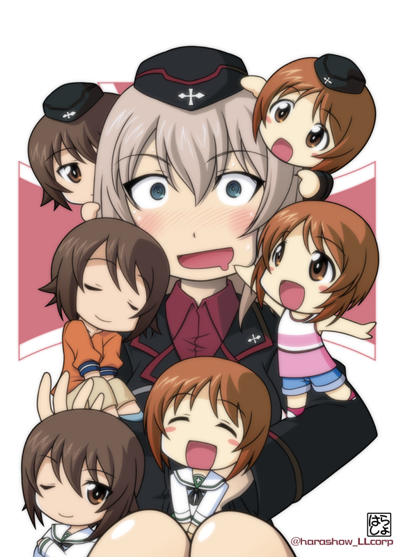 nishizumi miho, nishizumi maho, and itsumi erika (girls und panzer) drawn by harada_shoutarou
