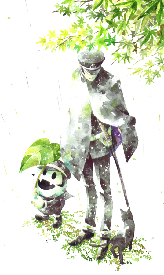 kuzunoha raidou, gouto, and raiho (devil summoner and 1 more) drawn by kikuya_tosho