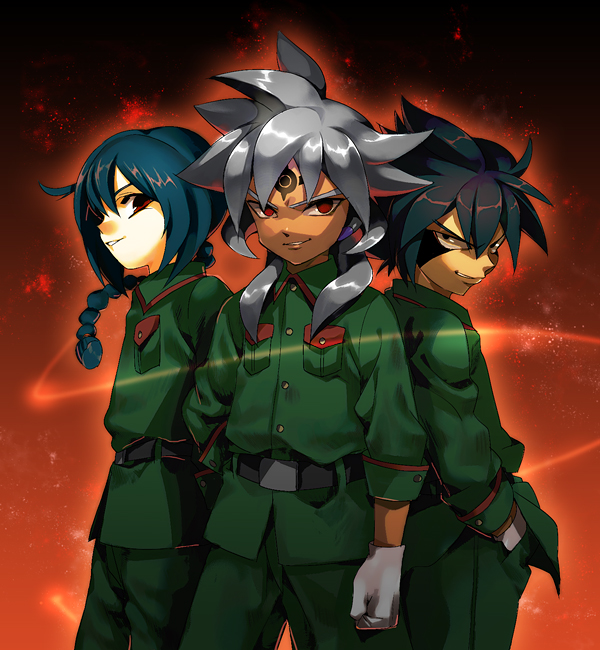 mistorene callus, baddap sleed, and eska bamel (inazuma eleven) drawn by j_am