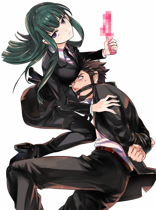 hazuki mina and shizume genma (darker than black) drawn by ocha_(oteaaa)