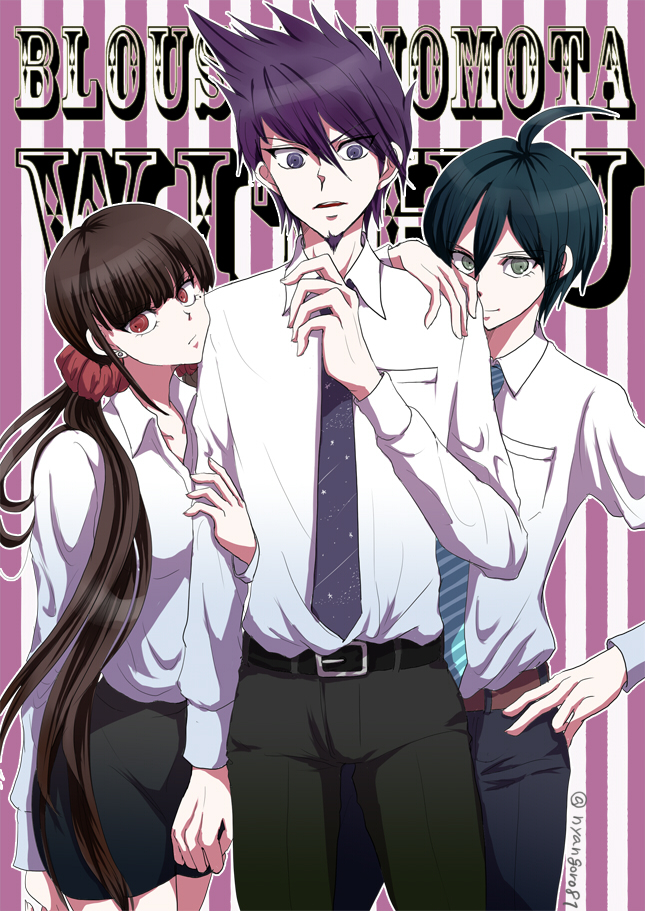 saihara shuichi, harukawa maki, momota kaito, and blouson chiemi (danganronpa and 1 more) drawn by nyangorobei
