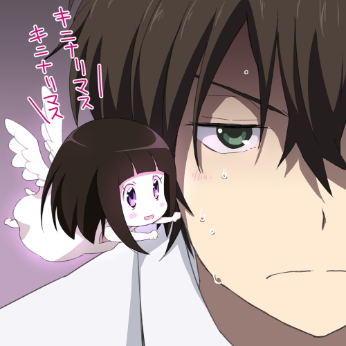 chitanda eru and oreki houtarou (hyouka) drawn by hyuuga_takashi