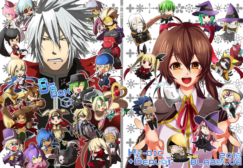 makoto nanaya, noel vermillion, ragna the bloodedge, nu-13, rachel alucard, and 28 more (blazblue and 2 more) drawn by hayasino