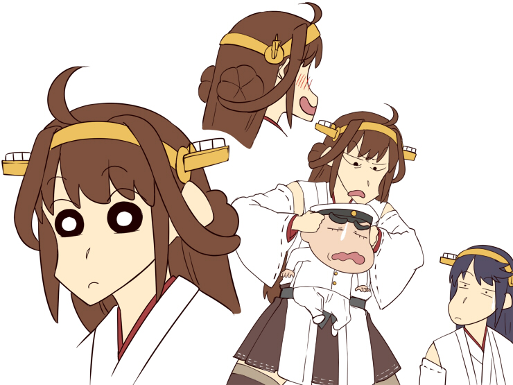 admiral, kongou, haruna, little boy admiral, and nohara shinnosuke (kantai collection and 1 more) drawn by ishii_hisao
