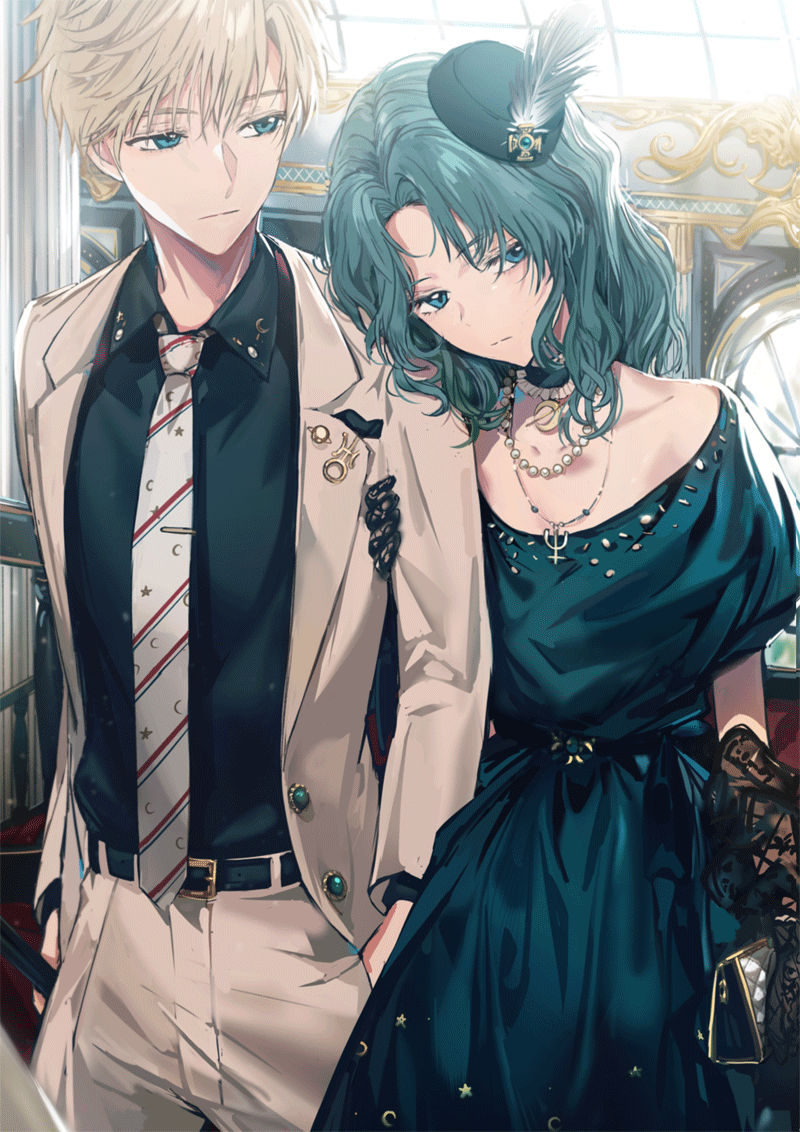 ten'ou haruka and kaiou michiru (bishoujo senshi sailor moon) drawn by dangmill