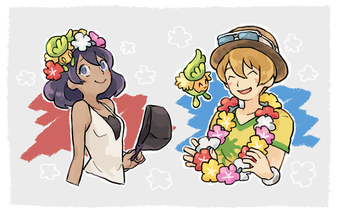comfey, sina, and dexio (pokemon and 1 more) drawn by ikra_(katacoly)