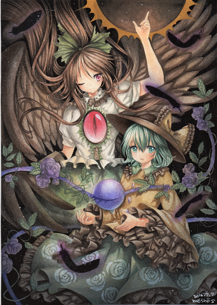 komeiji koishi and reiuji utsuho (touhou) drawn by mosho
