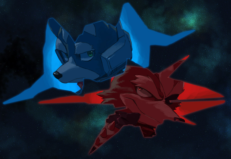 fox mccloud and wolf o'donnell (star fox) drawn by motohashi_mari