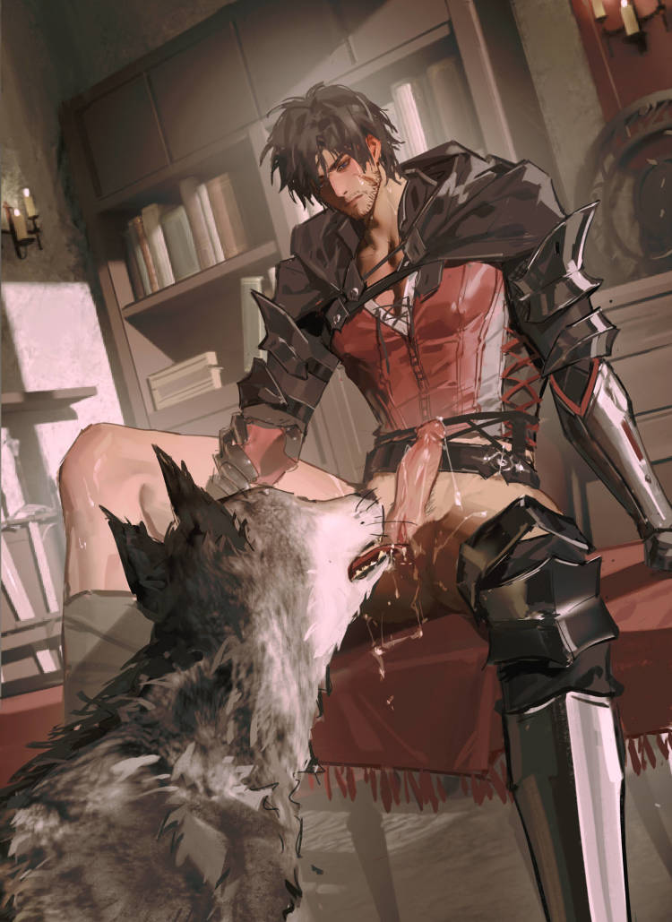 clive rosfield and torgal (final fantasy and 1 more) drawn by rentigj