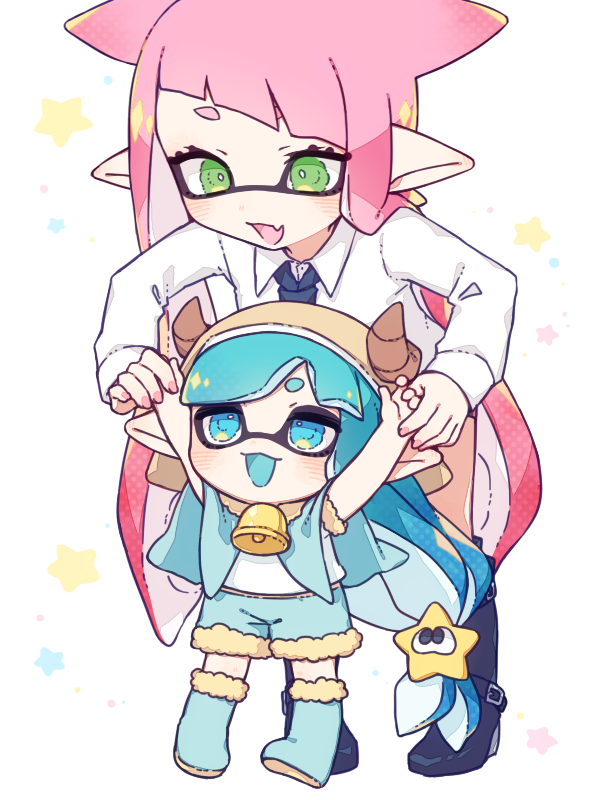 inkling player character and inkling girl (splatoon) drawn by inuowour