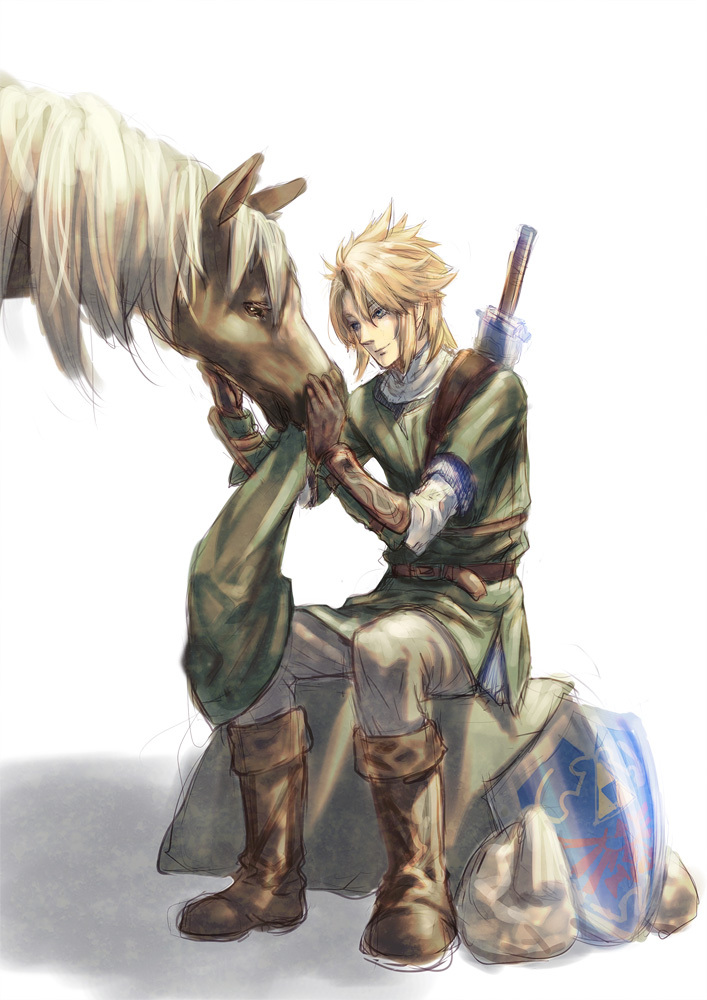 link and epona (the legend of zelda and 1 more) drawn by kokutan_kitsunen