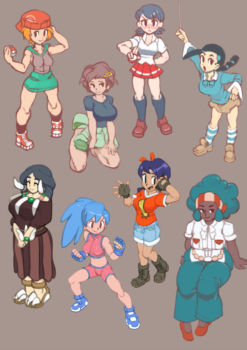 lass, candice, lenora, drasna, grace, and 3 more (pokemon and 4 more) drawn by gonzozeppeli