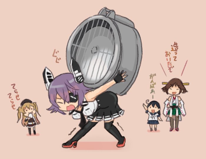 tenryuu, ushio, hiei, murasame, and tenryuu kai ni (kantai collection) drawn by saiguchi_otoufu