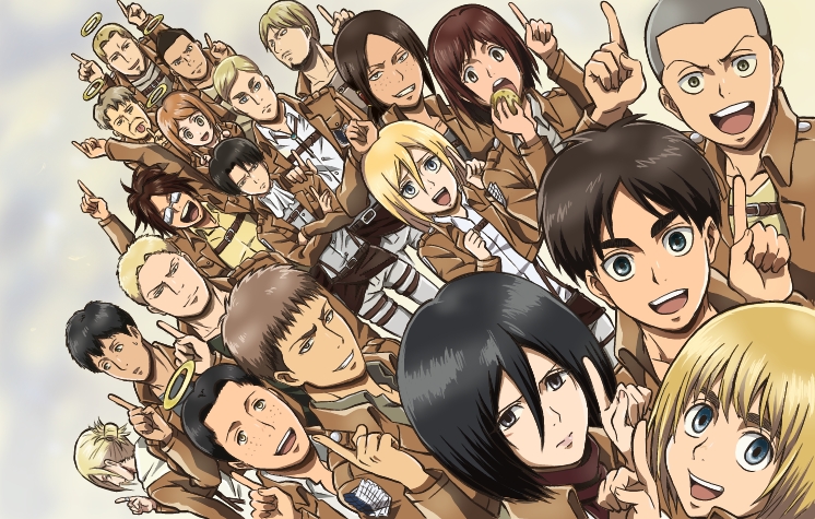 mikasa ackerman, eren yeager, levi, krista lenz, ymir, and 15 more (shingeki no kyojin) drawn by akatuki-mg