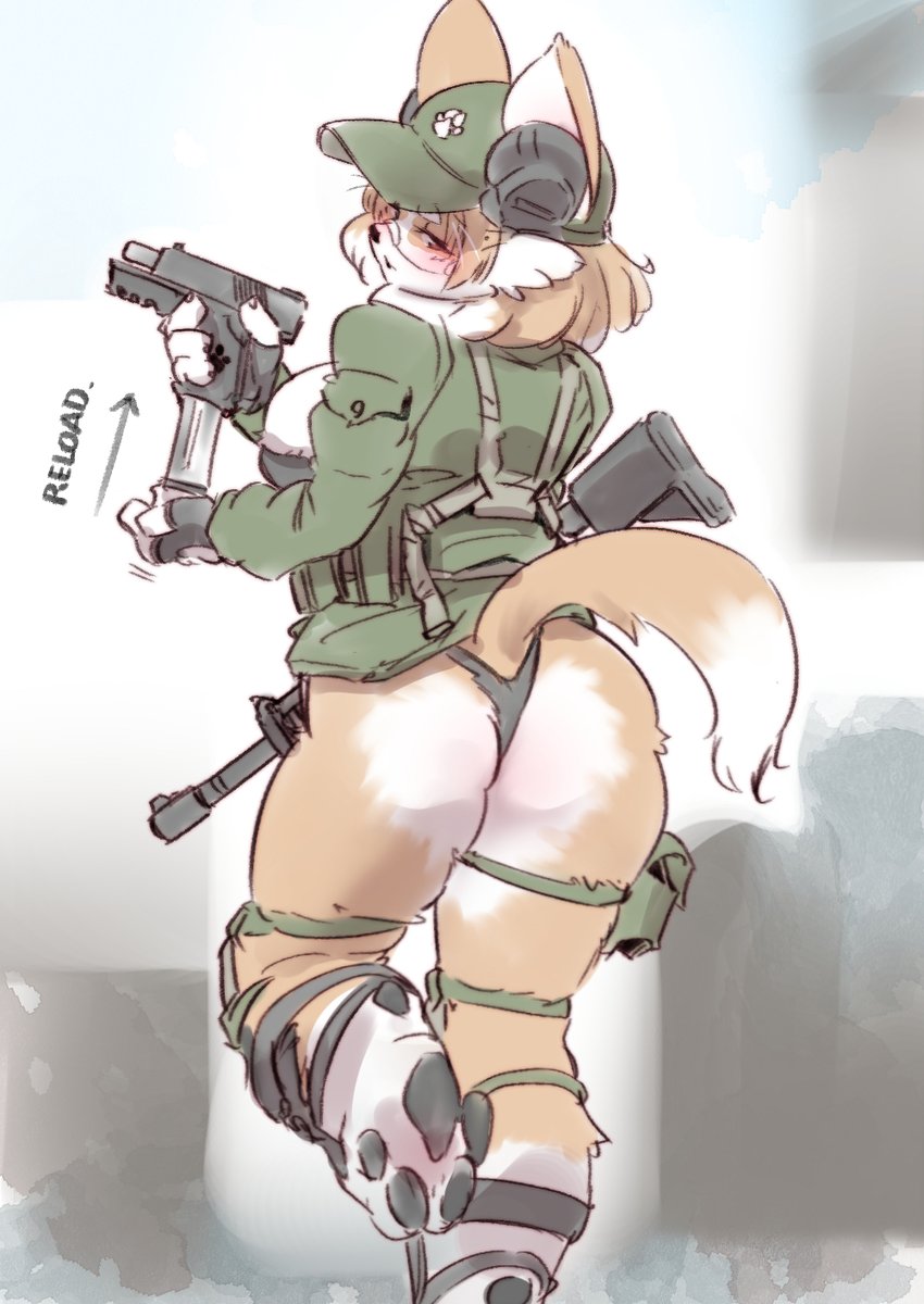 airsoft corgi (original) drawn by yazawa_owl