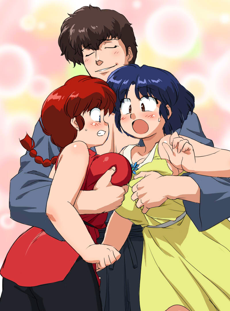 ranma-chan, tendou akane, and kunou tatewaki (ranma 1/2) drawn by mage_(harumagedon)