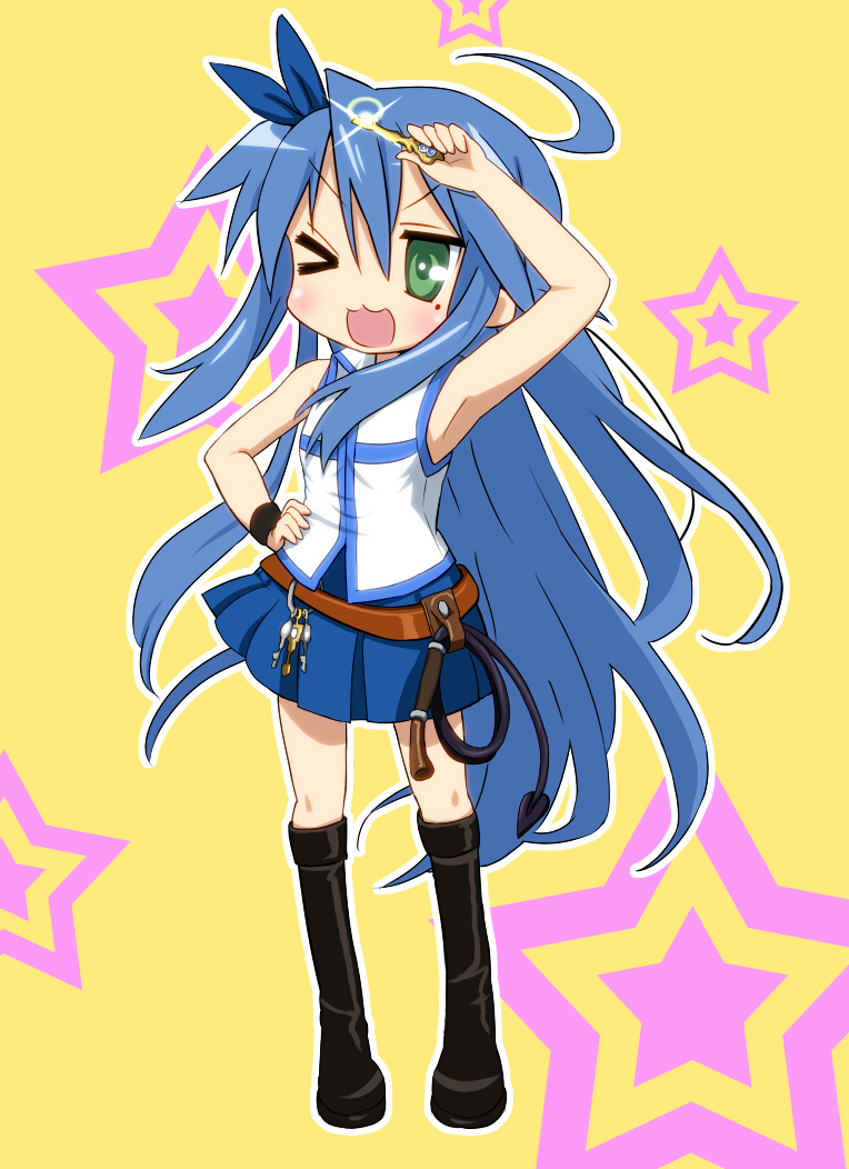 izumi konata, lucy heartfilia, and hirano aya (lucky star and 1 more) drawn by diesel-turbo