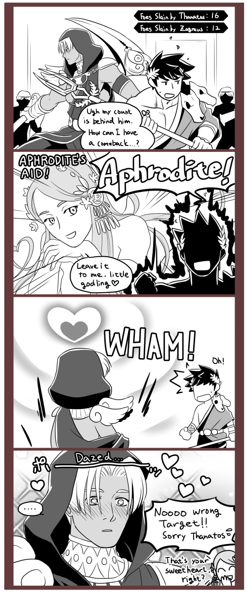 zagreus, thanatos, and aphrodite (hades and 1 more) drawn by astraea_f