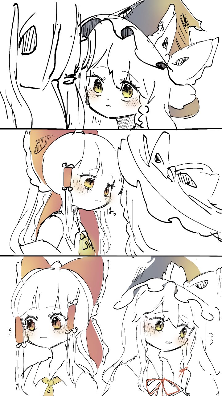hakurei reimu and kirisame marisa (touhou) drawn by niru_(ka_k_0517)