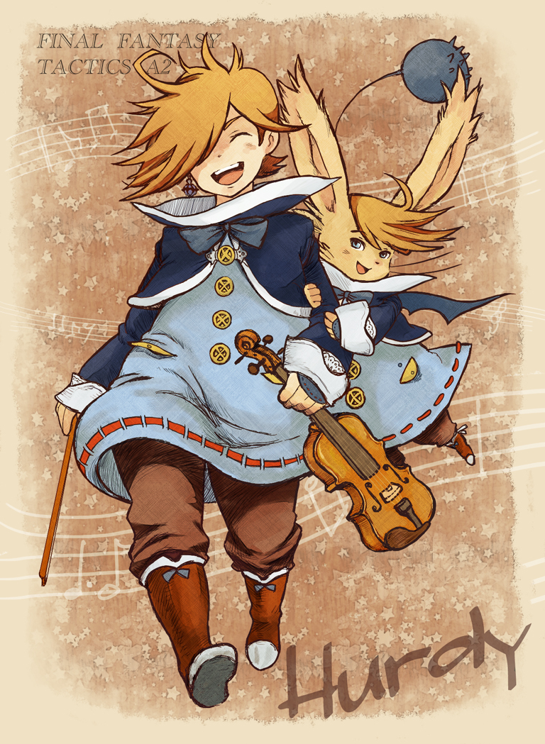 moogle and hurdy (final fantasy and 2 more) drawn by yumeutu-aoi