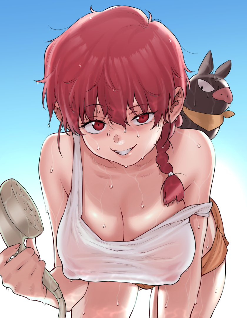 ranma-chan and p-chan (ranma 1/2) drawn by kouya_toufu