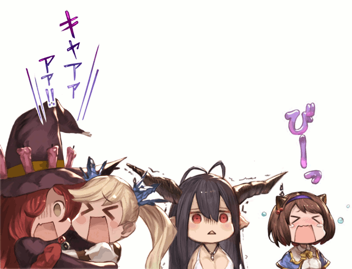 danua, yaia, io, and anna (granblue fantasy) drawn by teko