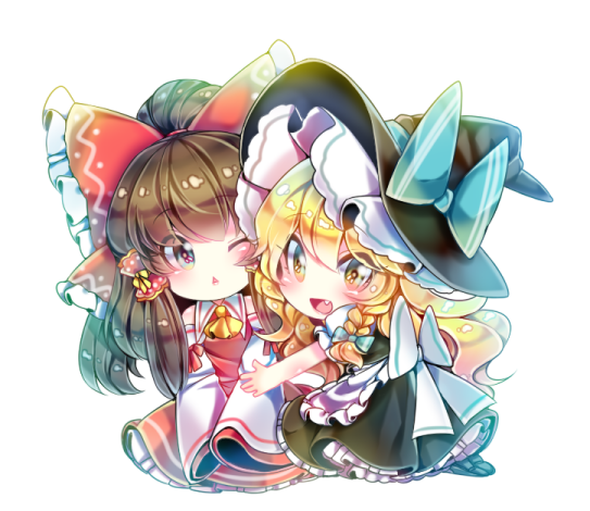 hakurei reimu and kirisame marisa (touhou) drawn by here_(hr_rz_ggg)