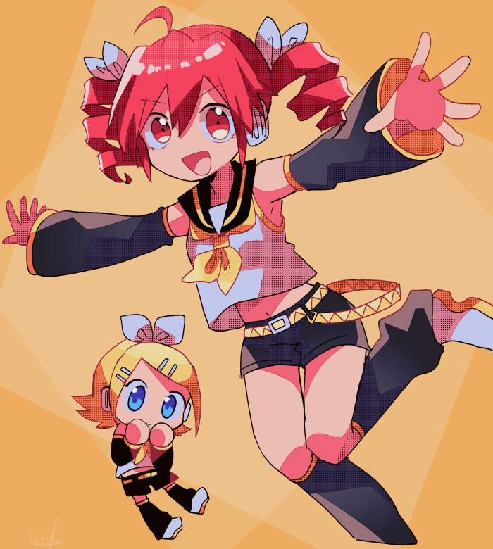kagamine rin and kasane teto (vocaloid and 1 more) drawn by yuusuke-kun