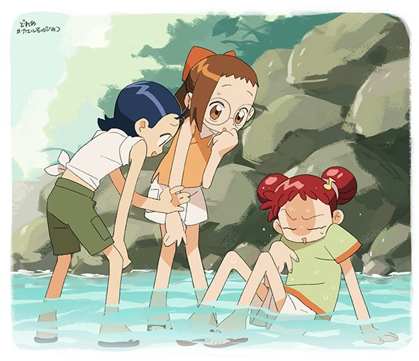 harukaze doremi, fujiwara hazuki, and senoo aiko (ojamajo doremi) drawn by eda_(eeeeeeda119)