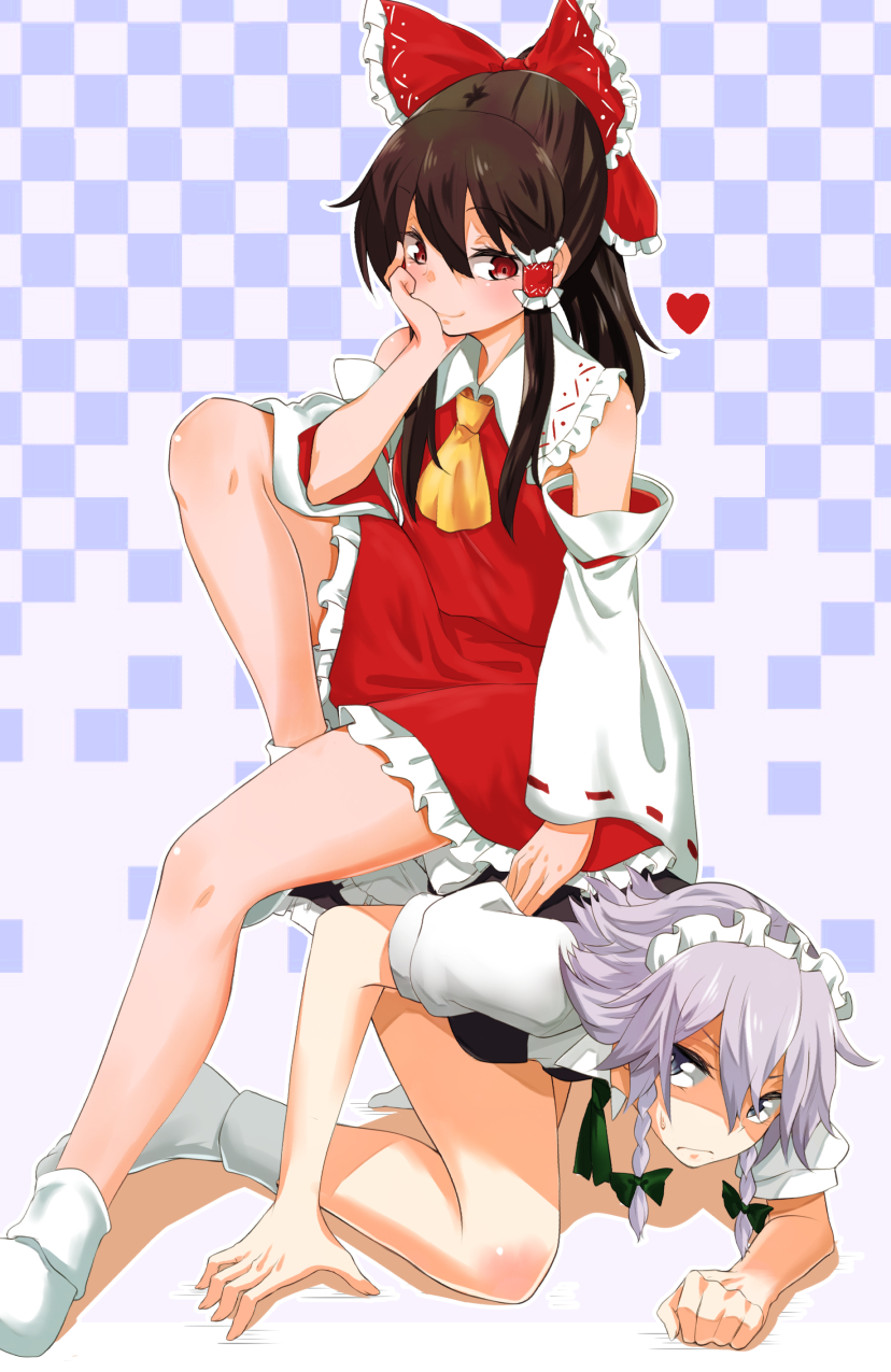 hakurei reimu and izayoi sakuya (touhou) drawn by kaya_rio
