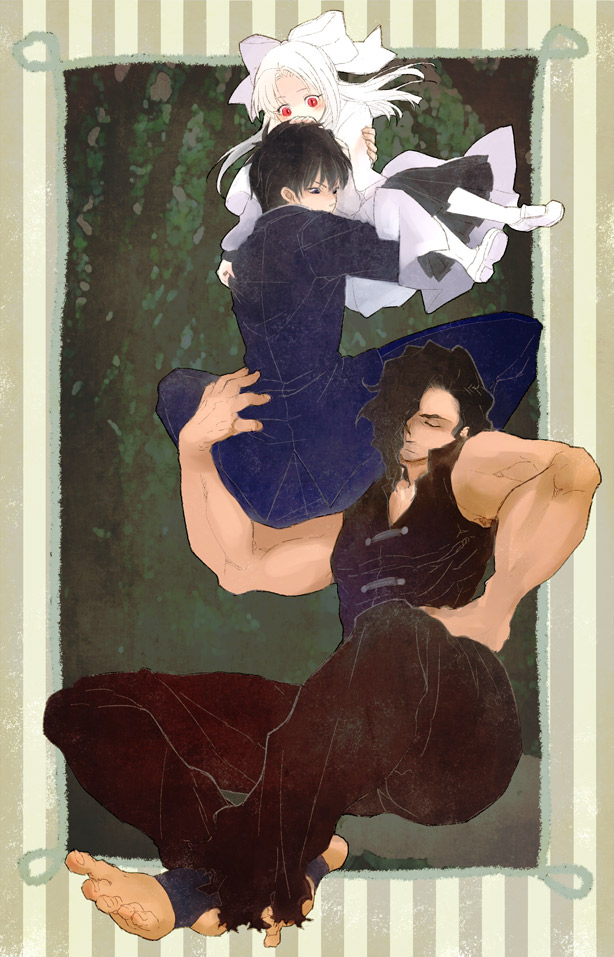 white len, nanaya shiki, and kishima kouma (tsukihime and 1 more) drawn by wanyuwa