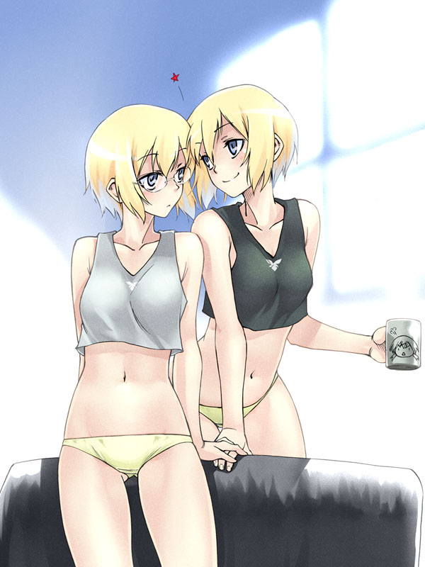 erica hartmann, gertrud barkhorn, and ursula hartmann (world witches series and 2 more) drawn by satou_atsuki