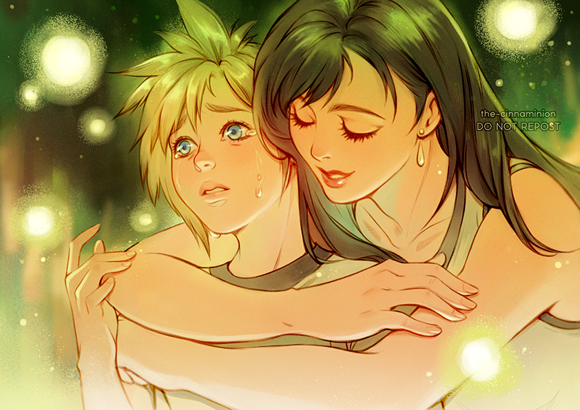 tifa lockhart and cloud strife (final fantasy and 2 more) drawn by thar_chandran