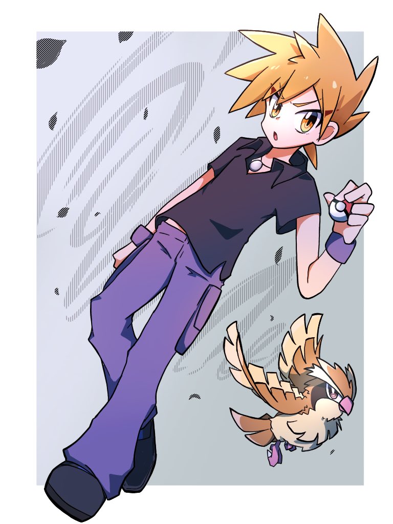 blue oak and pidgey (pokemon and 1 more) drawn by ajimisora1