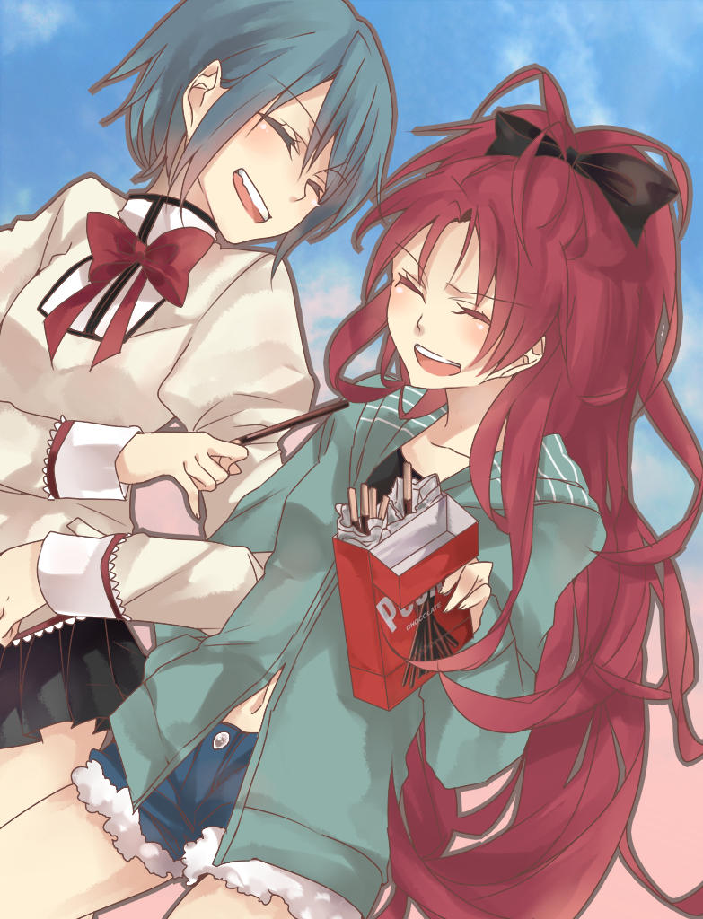 miki sayaka and sakura kyoko (mahou shoujo madoka magica) drawn by makita_moyushi