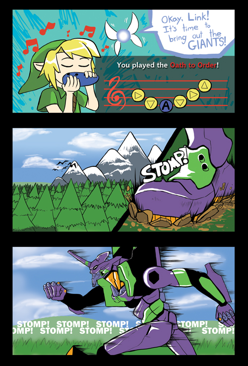 link, eva 01, and tatl (the legend of zelda and 3 more) drawn by samanator_club