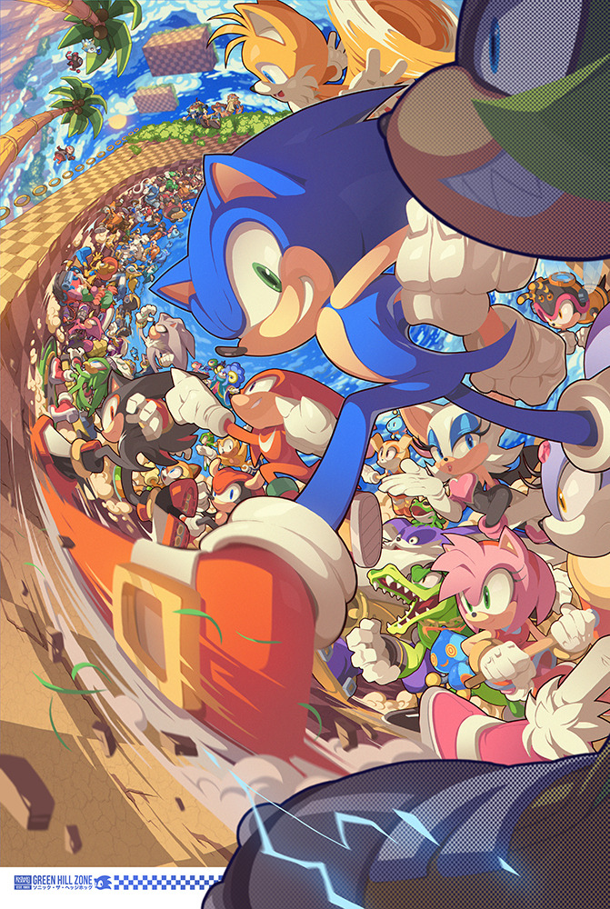 sonic the hedgehog, shadow the hedgehog, amy rose, blaze the cat, rouge the bat, and 56 more (sonic and 18 more) drawn by edwin_huang
