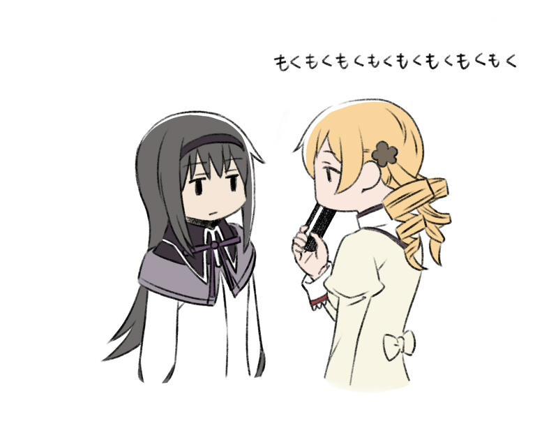 akemi homura and tomoe mami (mahou shoujo madoka magica) drawn by oda_takayuki