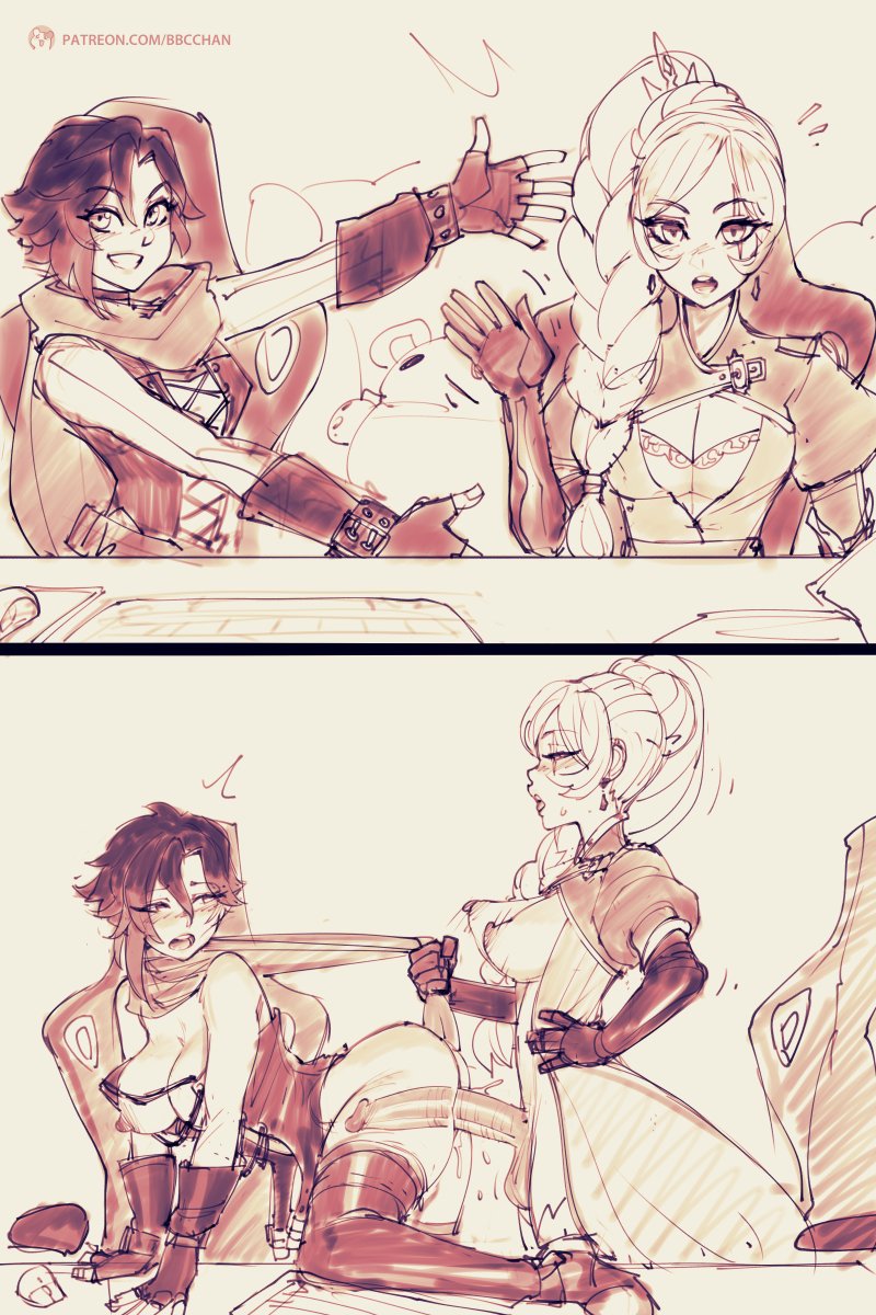 ruby rose and weiss schnee (rwby) drawn by bbc-chan